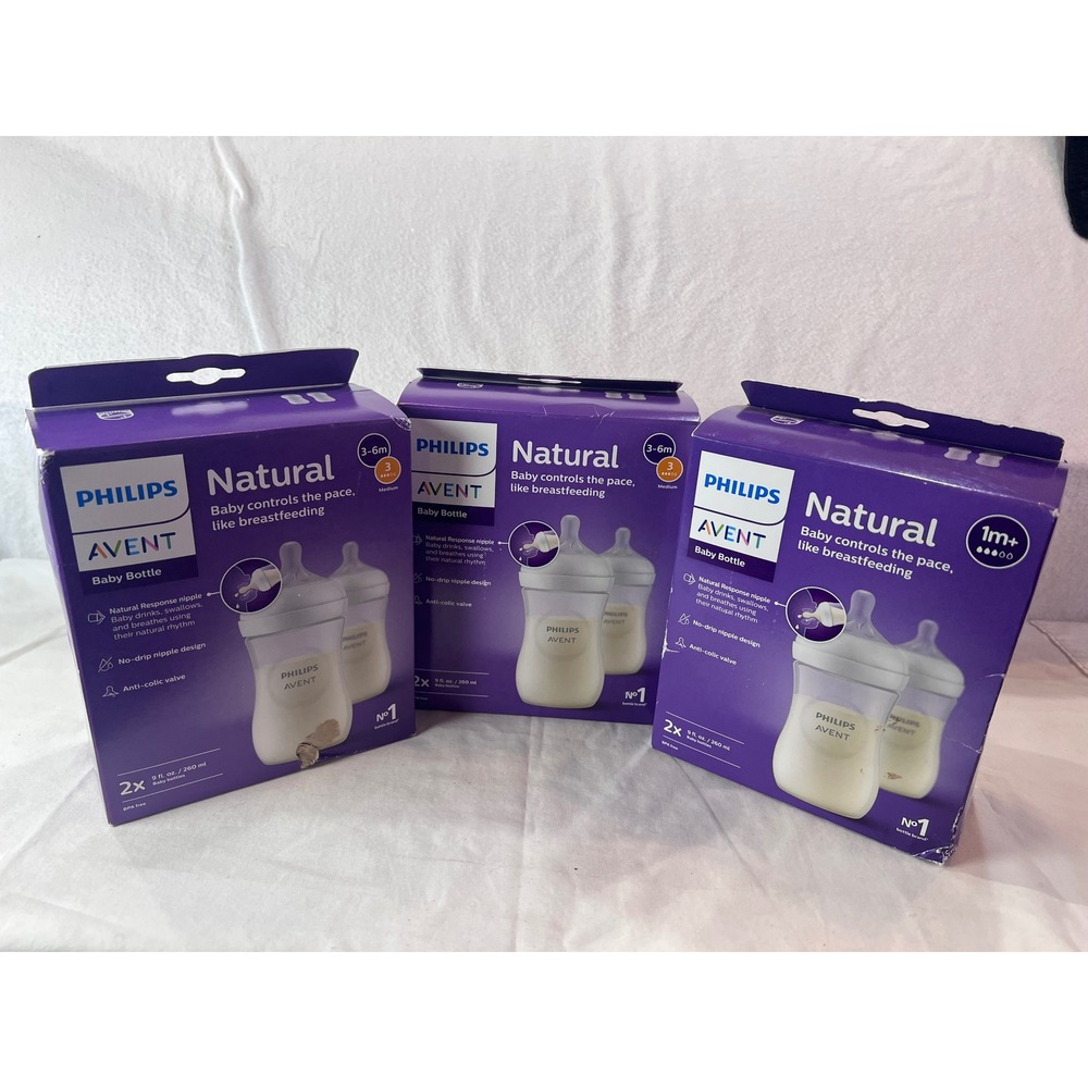 Philips Avent Natural Baby Bottle 9oz 6-Pack BPA-Free Anti-Colic Nipple